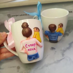 Чаша с полимерна глина - Подарък за Супер Леля